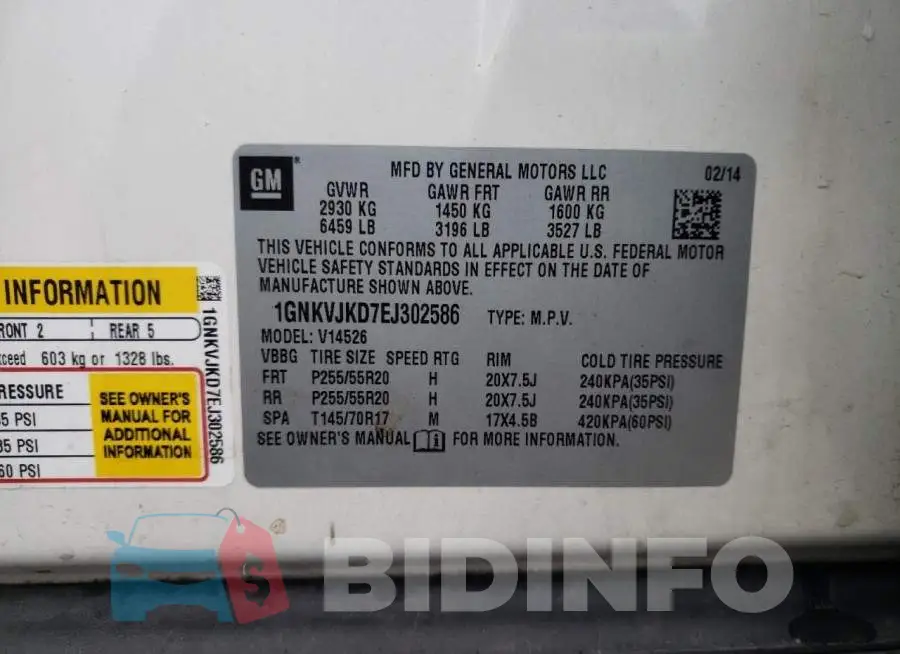 1GNKVJKD7EJ302586 Photo# 13