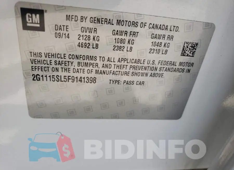 2G1115SL5F9141398 Photo# 13