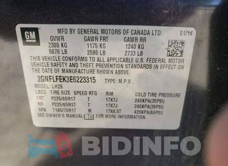 2GNFLFEK3E6223315 Photo# 13