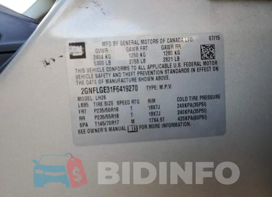 2GNFLGE31F6419270 Photo# 13