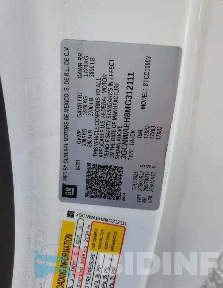 3GCNWAEH8MG312111 Photo# 12
