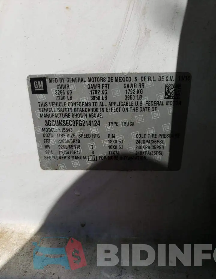 3GCUKSEC3FG214124 Photo# 12