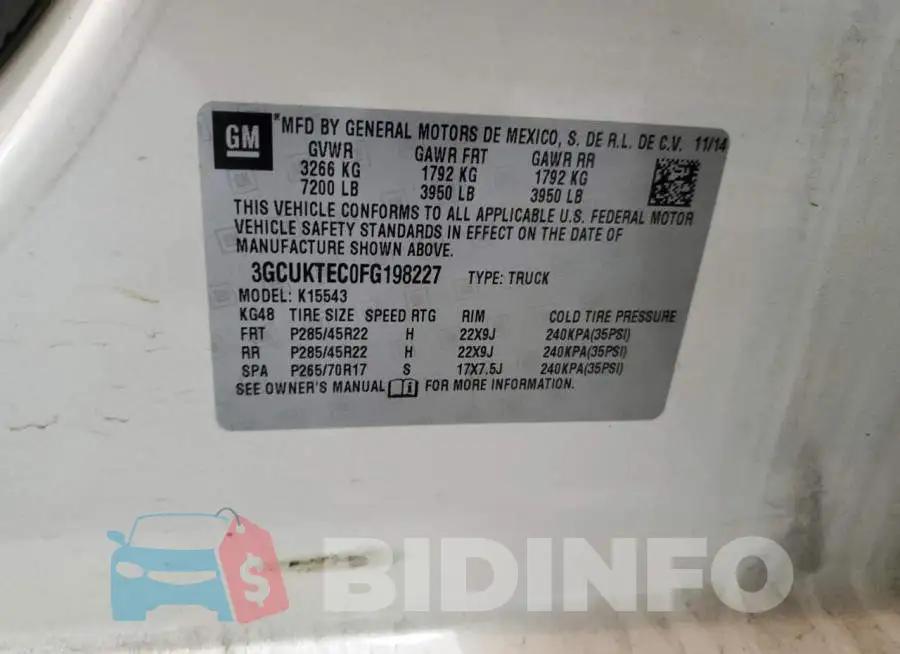 3GCUKTEC0FG198227 Photo# 13