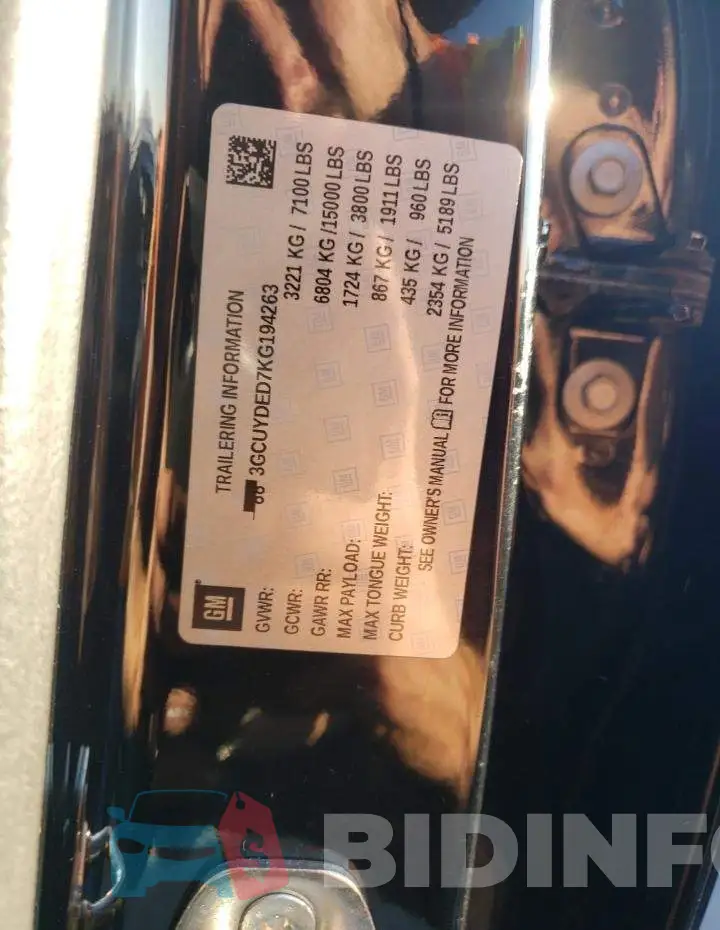 3GCUYDED7KG194263 Photo# 12