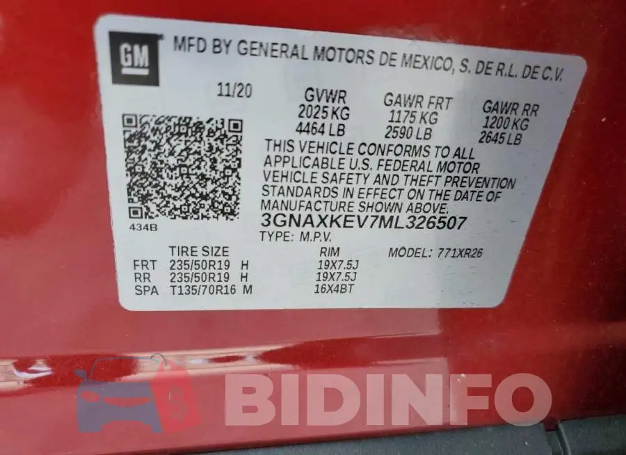 3GNAXKEV7ML326507 Photo# 13