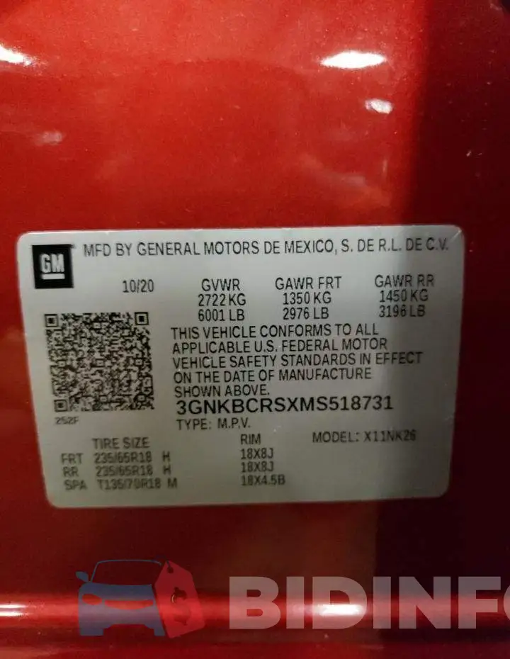 3GNKBCRSXMS518731 Photo# 14