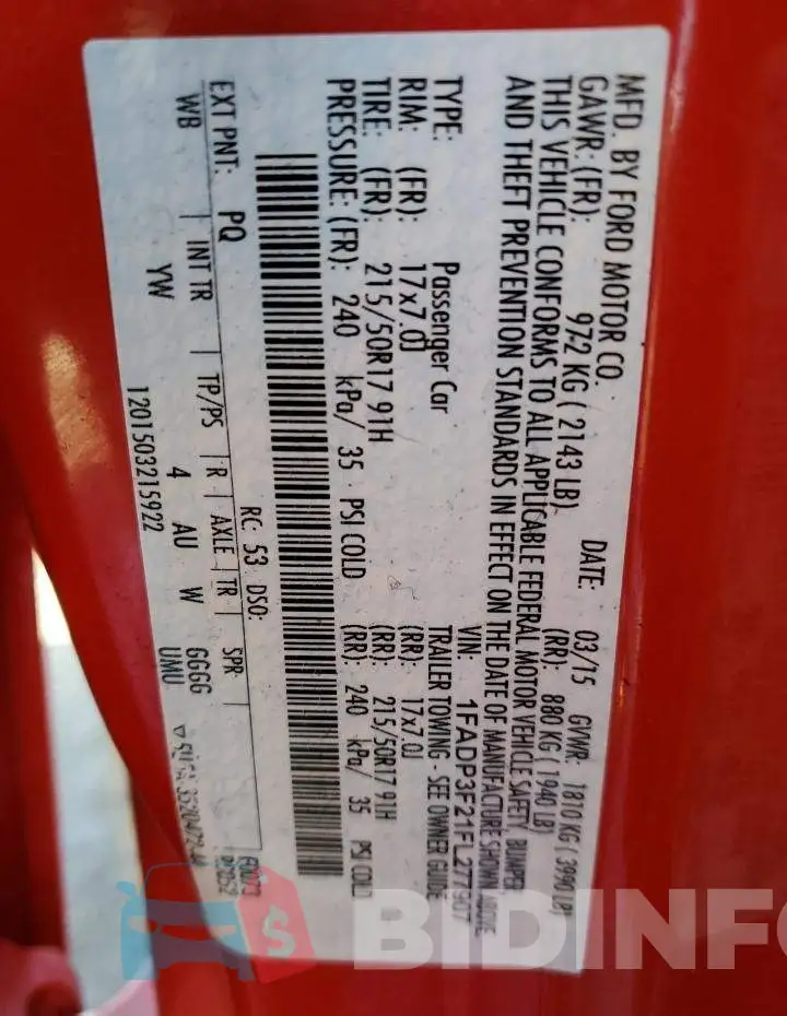 1FADP3F21FL277907 Photo# 13