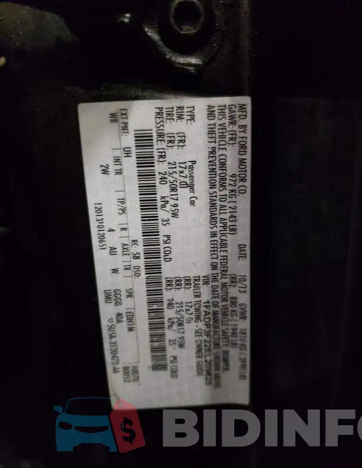 1FADP3F22EL209825 Photo# 12