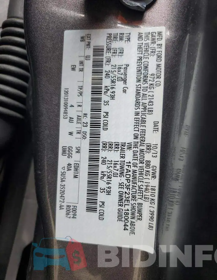 1FADP3F23EL180044 Photo# 12