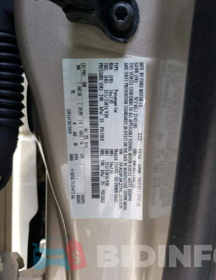 1FADP3K27HL208406 Photo# 13