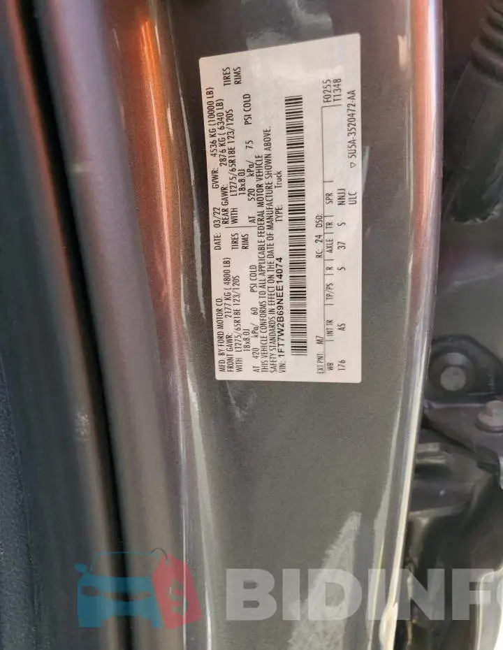 1FT7W2B69NEE14074 Photo# 12
