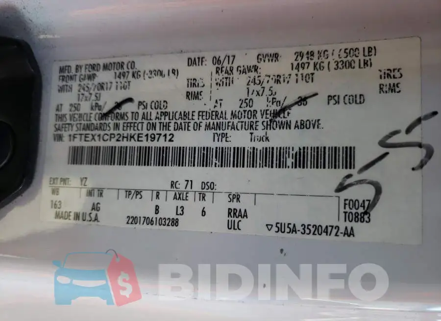 1FTEX1CP2HKE19712 Photo# 12