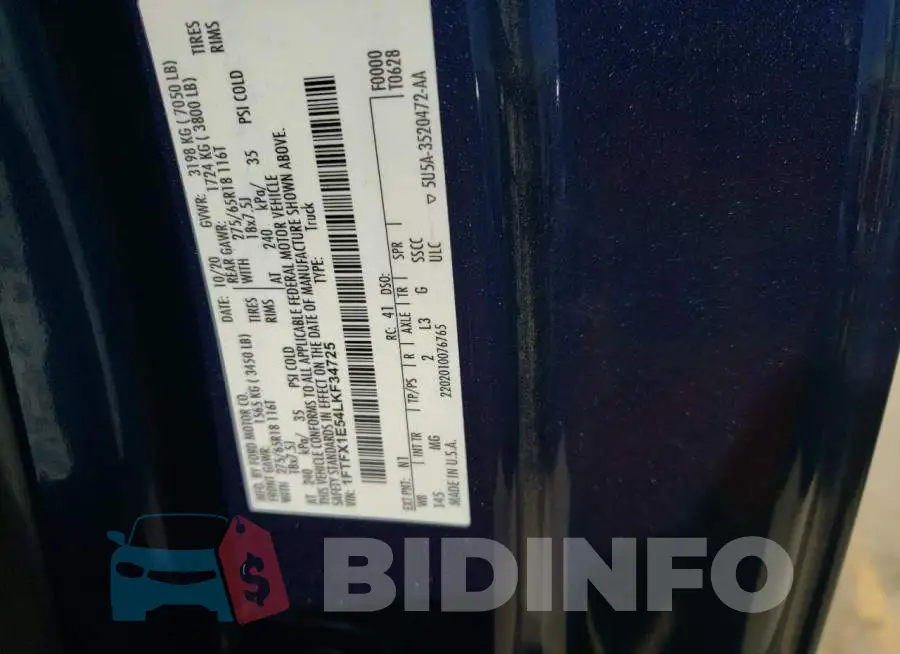 1FTFX1E54LKF34725 Photo# 12