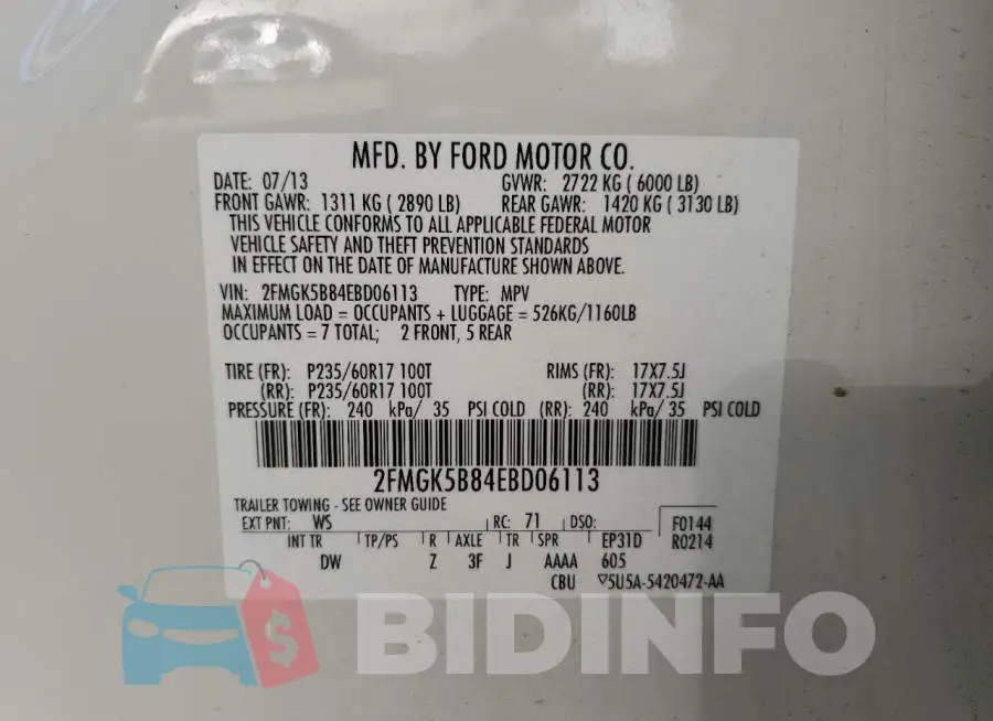 2FMGK5B84EBD06113 Photo# 12