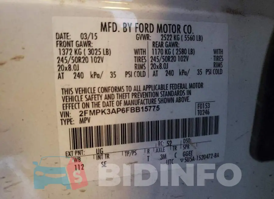 2FMPK3AP6FBB15775 Photo# 13