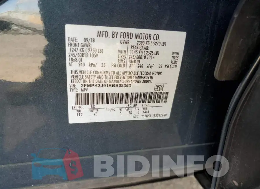 2FMPK3J91KBB02363 Photo# 12