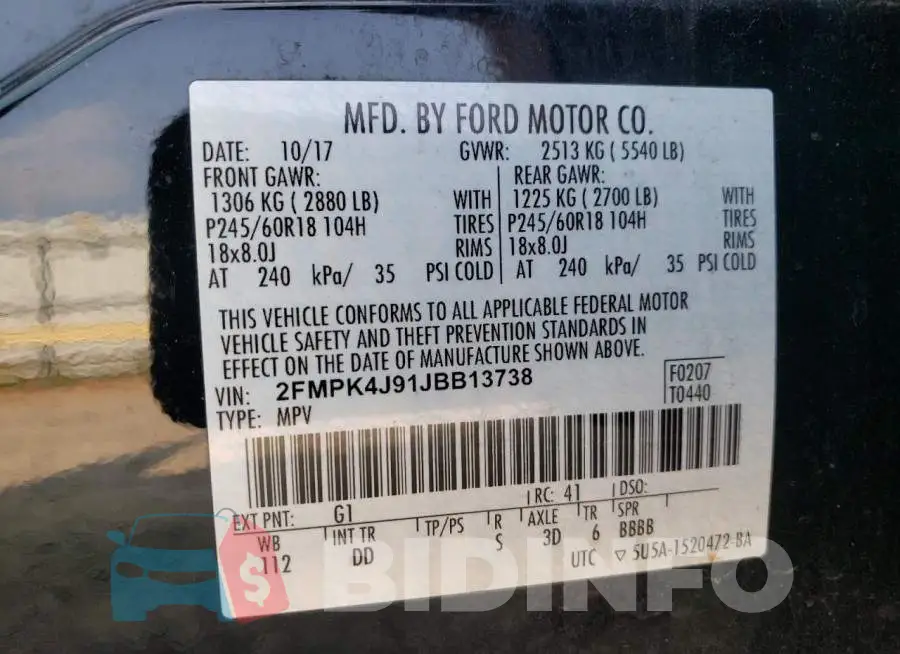 2FMPK4J91JBB13738 Photo# 14