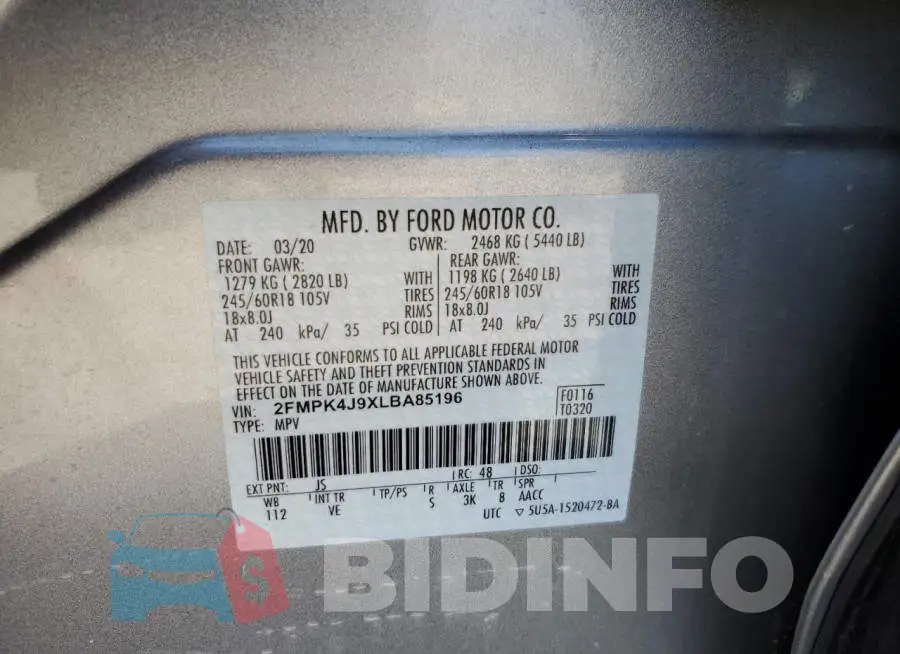 2FMPK4J9XLBA85196 Photo# 14