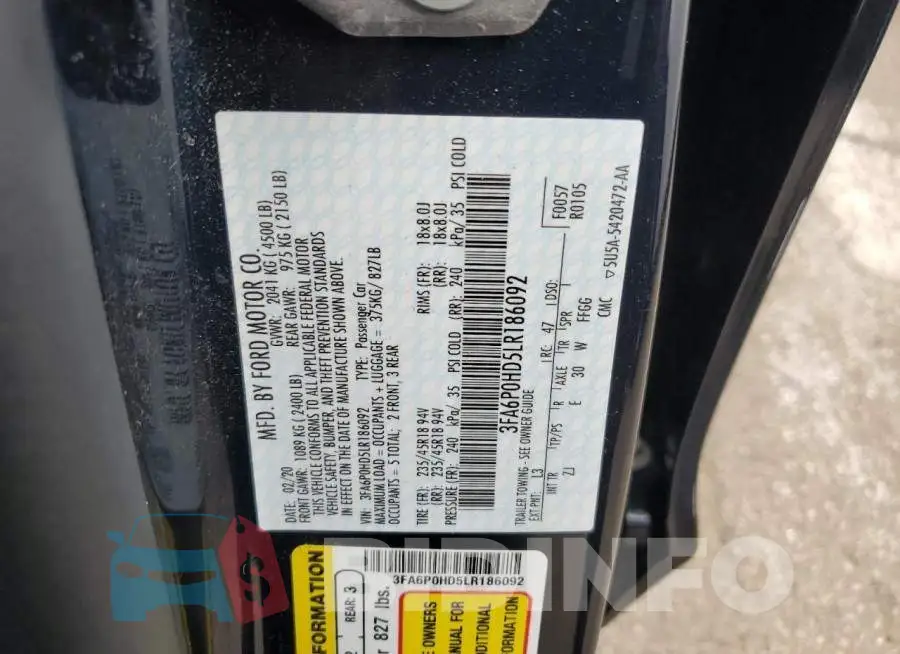 3FA6P0HD5LR186092 Photo# 12
