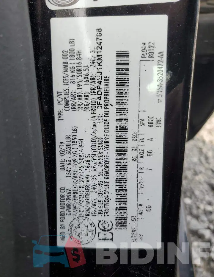 3FADP4EJ1KM124788 Photo# 13