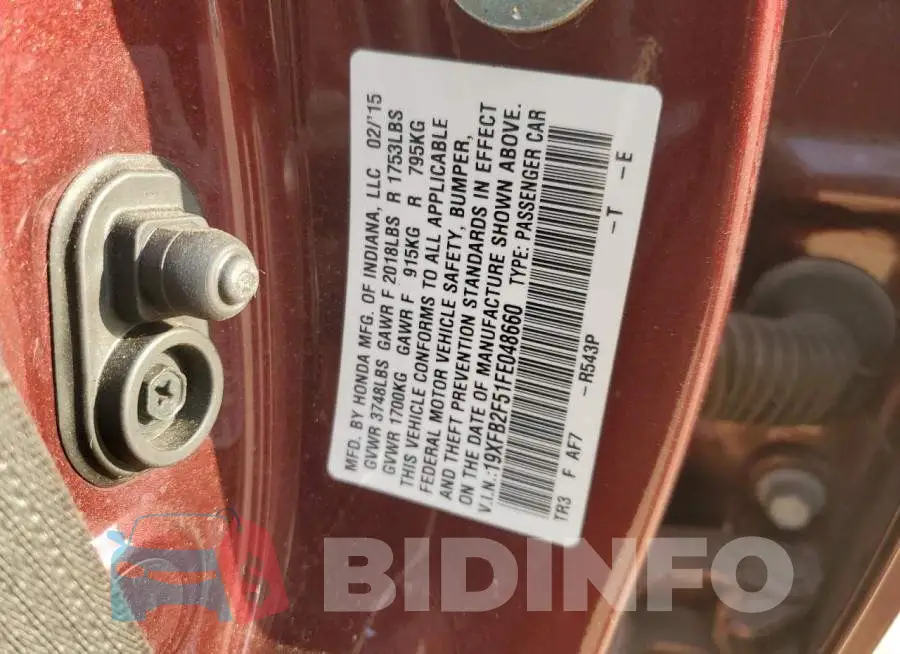 19XFB2F51FE048660 Photo# 12