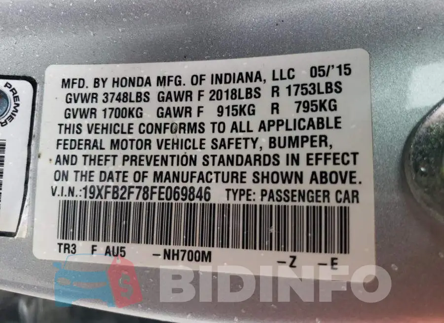19XFB2F78FE069846 Photo# 13