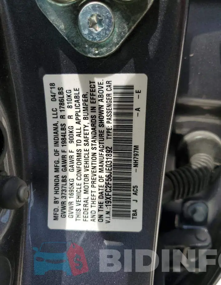 19XFC2F56JE031892 Photo# 13