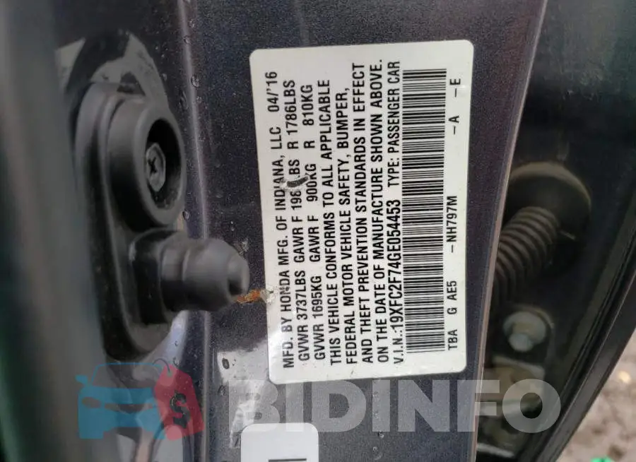 19XFC2F74GE054453 Photo# 12