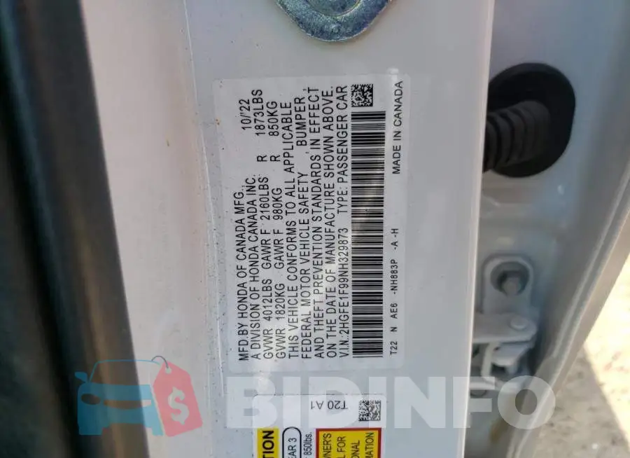 2HGFE1F99NH329873 Photo# 12