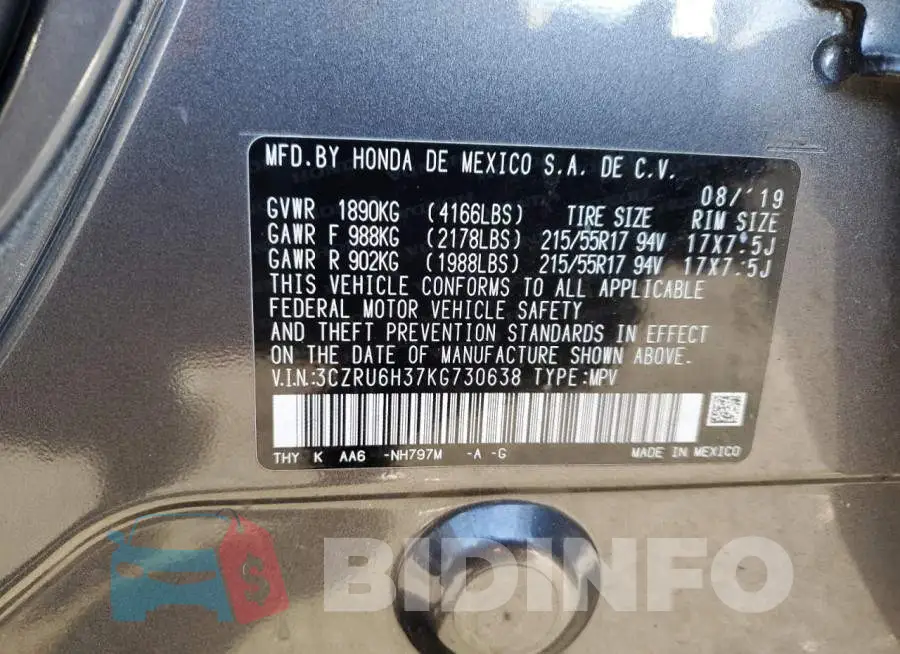 3CZRU6H37KG730638 Photo# 12