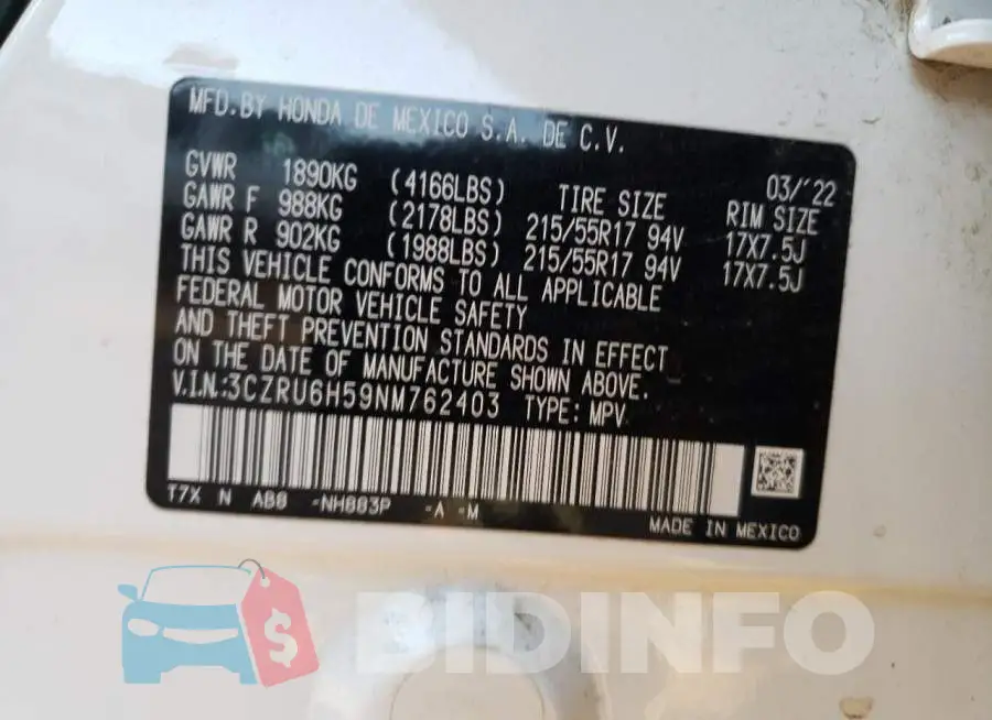 3CZRU6H59NM762403 Photo# 14