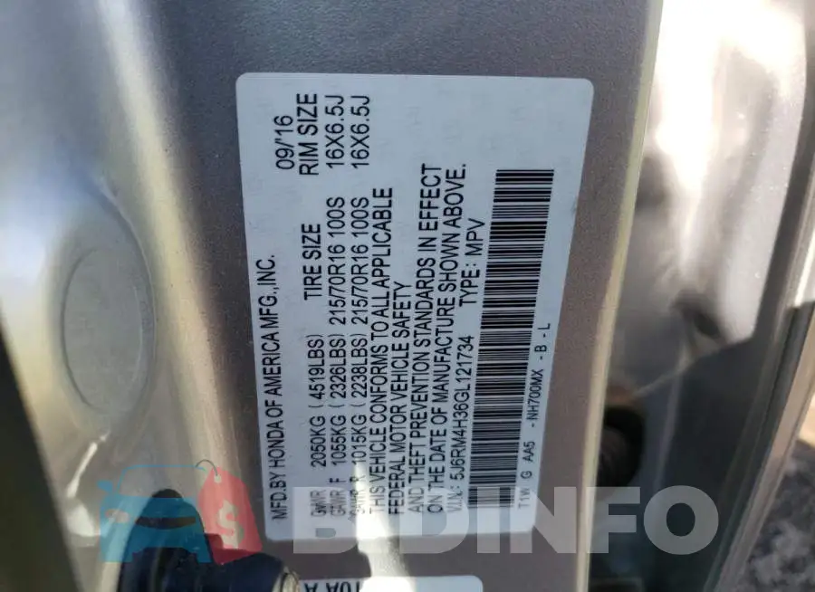 5J6RM4H36GL121734 Photo# 13