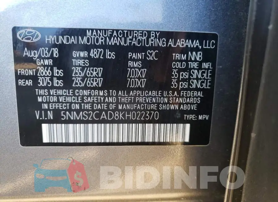 5NMS2CAD8KH022370 Photo# 14