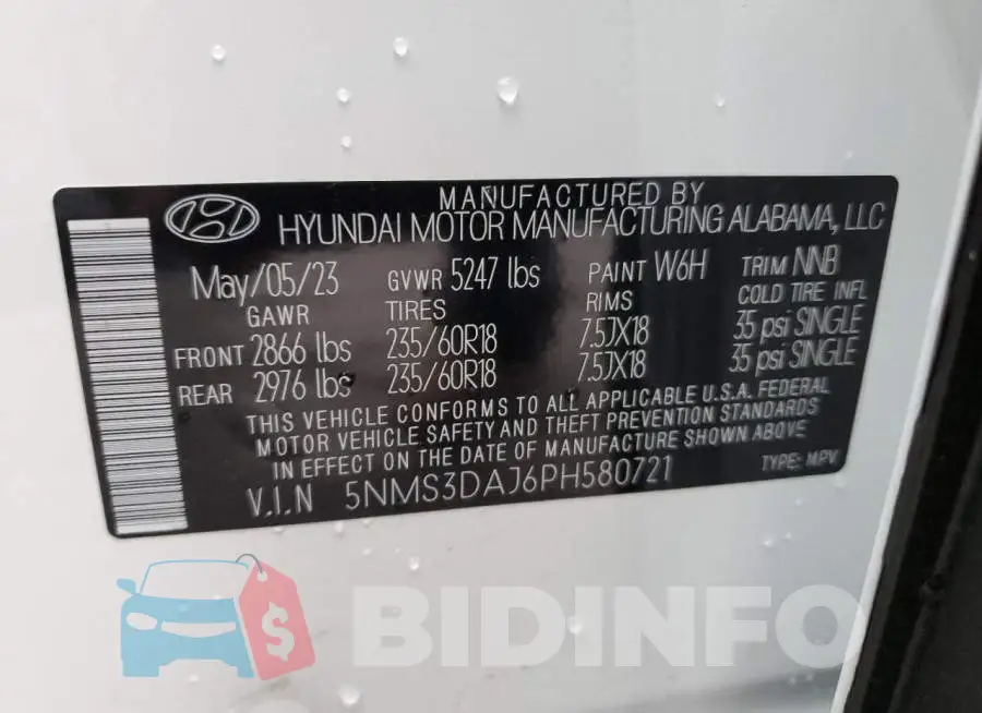 5NMS3DAJ6PH580721 Photo# 13