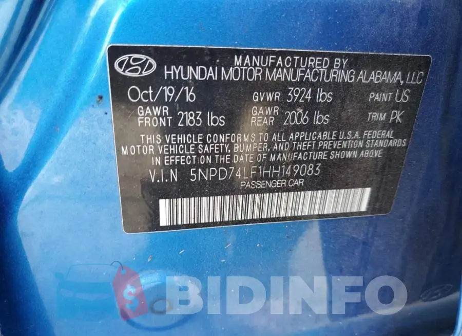 5NPD74LF1HH149083 Photo# 12