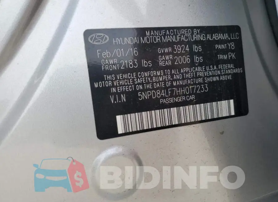 5NPD84LF7HH017233 Photo# 12