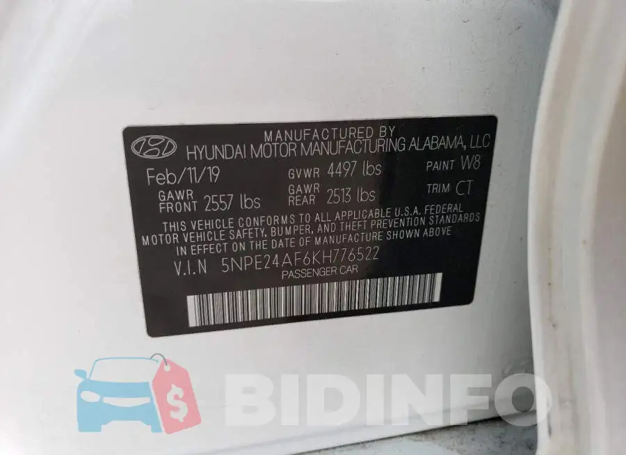 5NPE24AF6KH776522 Photo# 13