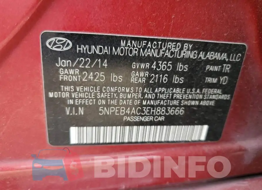 5NPEB4AC3EH883666 Photo# 12