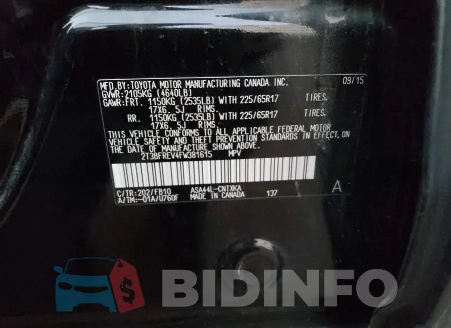 2T3BFREV4FW381615 Photo# 13