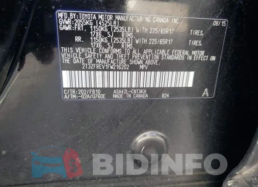 2T3ZFREV1FW216202 Photo# 13