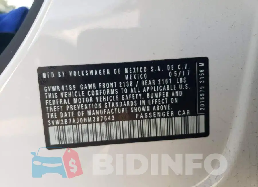 3VW2B7AJ0HM387643 Photo# 13
