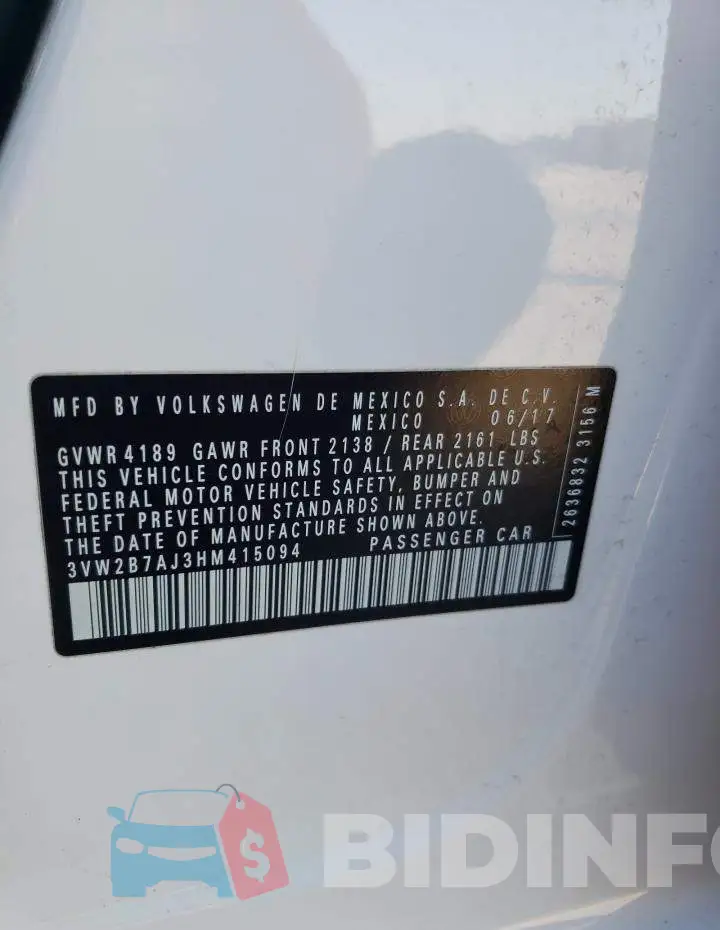 3VW2B7AJ3HM415094 Photo# 13