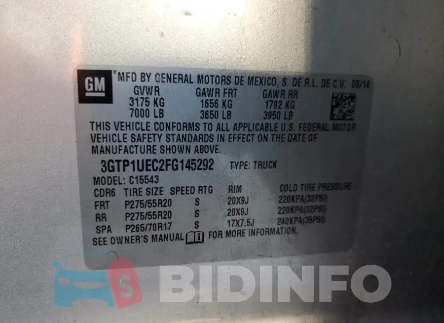 3GTP1UEC2FG145292 Photo# 12