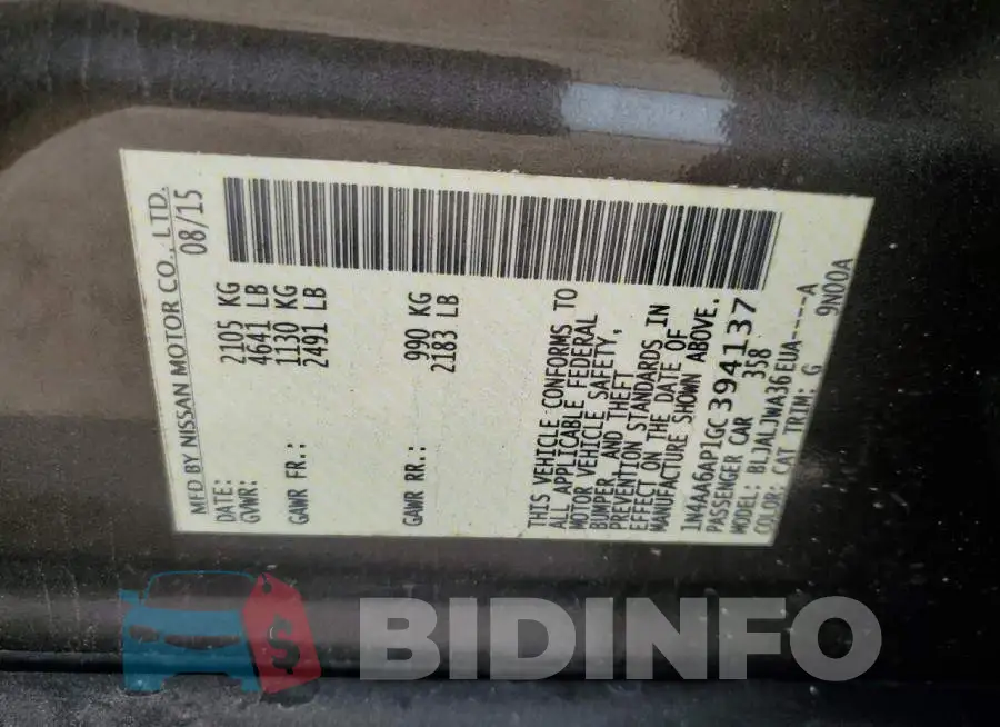 1N4AA6AP1GC394137 Photo# 12