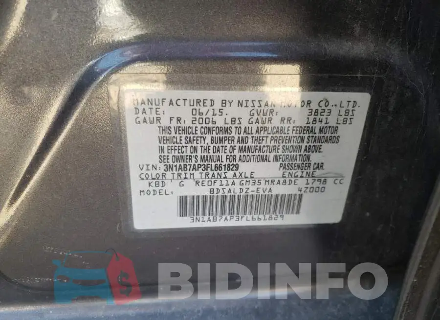 3N1AB7AP3FL661829 Photo# 10