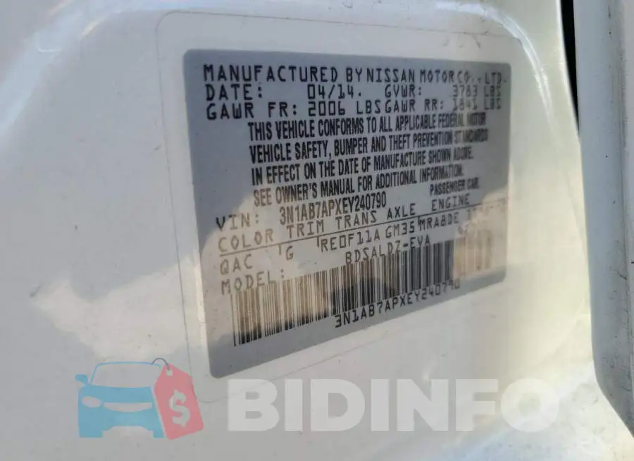 3N1AB7APXEY240790 Photo# 12