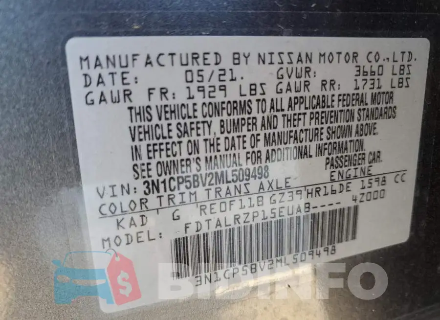 3N1CP5BV2ML509498 Photo# 14