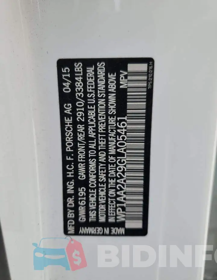 WP1AA2A29GLA05461 Photo# 14