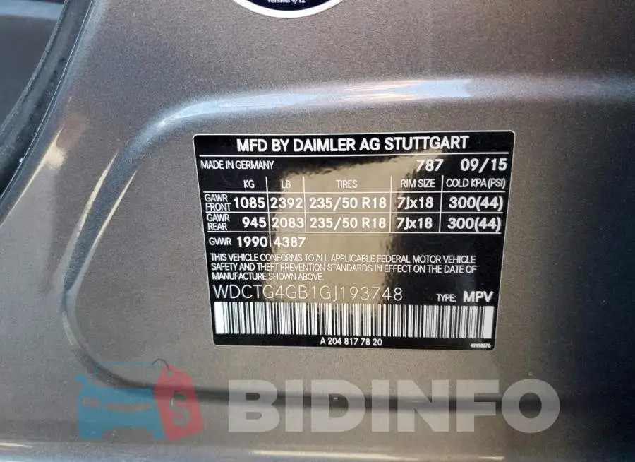 WDCTG4GB1GJ193748 Photo# 12