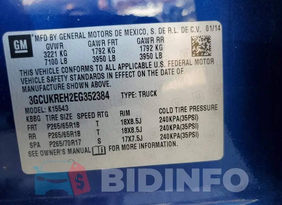 3GCUKREH2EG352384 Photo# 12